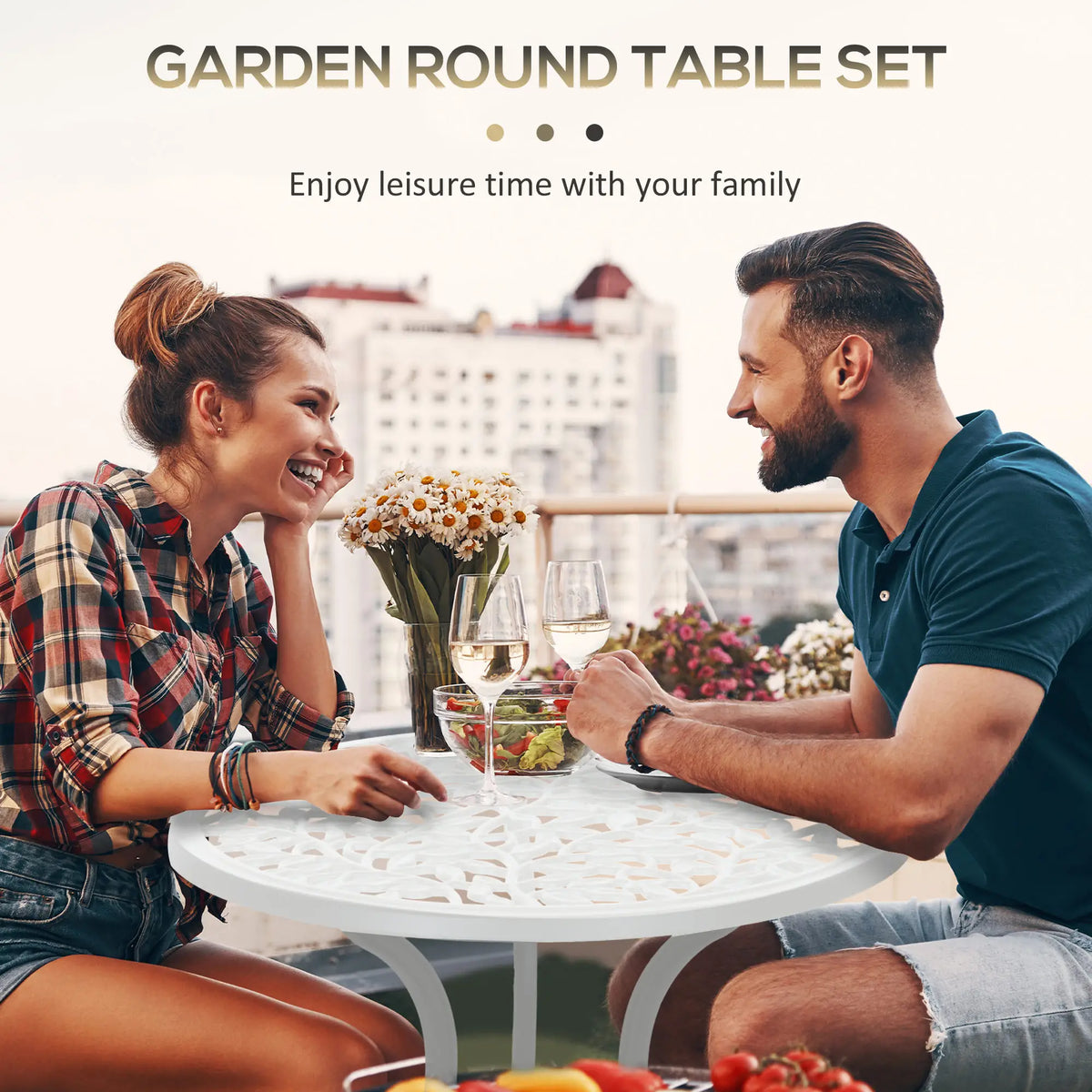 3-Piece Outdoor Furniture Set, Patio Table and Chairs, White Bistro Sets at Gallery Canada