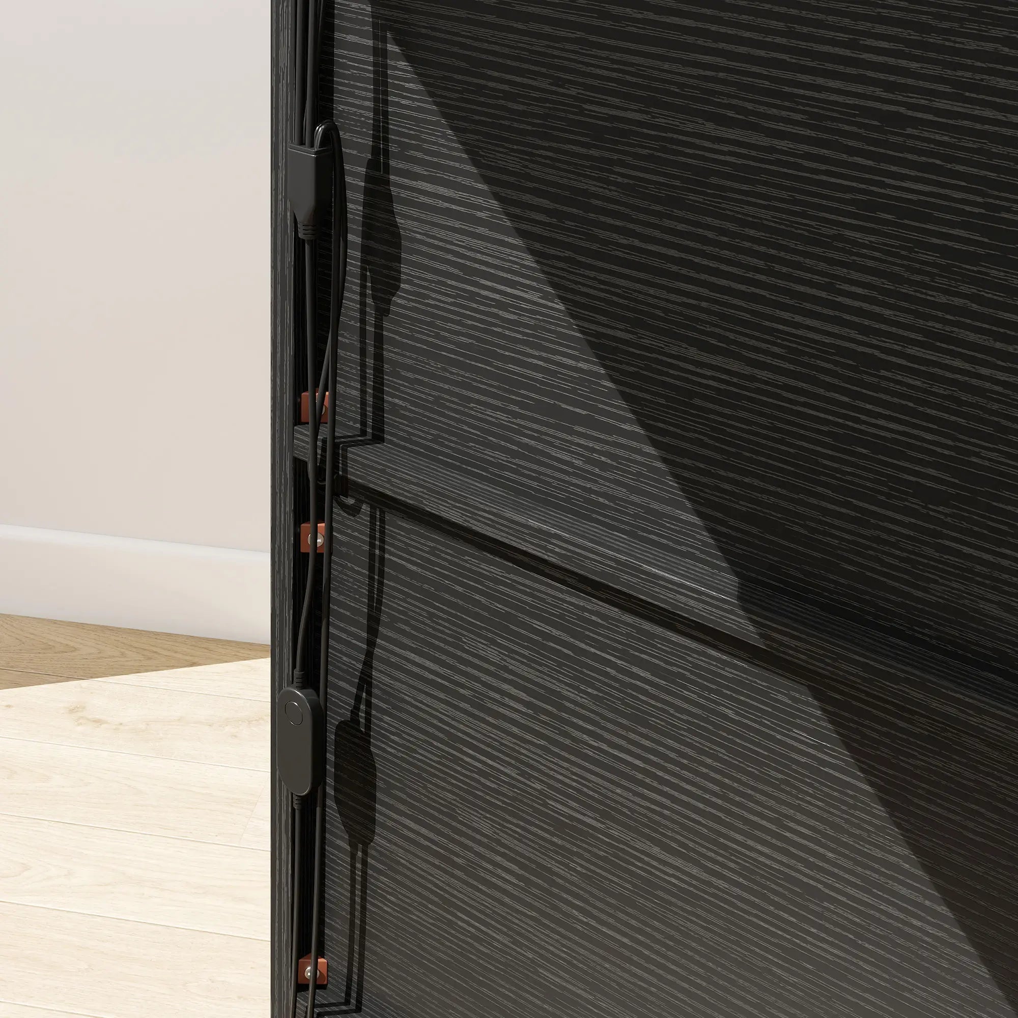 5-Tier Bookshelf With LED Lights, Cable Holes, Black Wood Grain Display Bookshelves at Gallery Canada