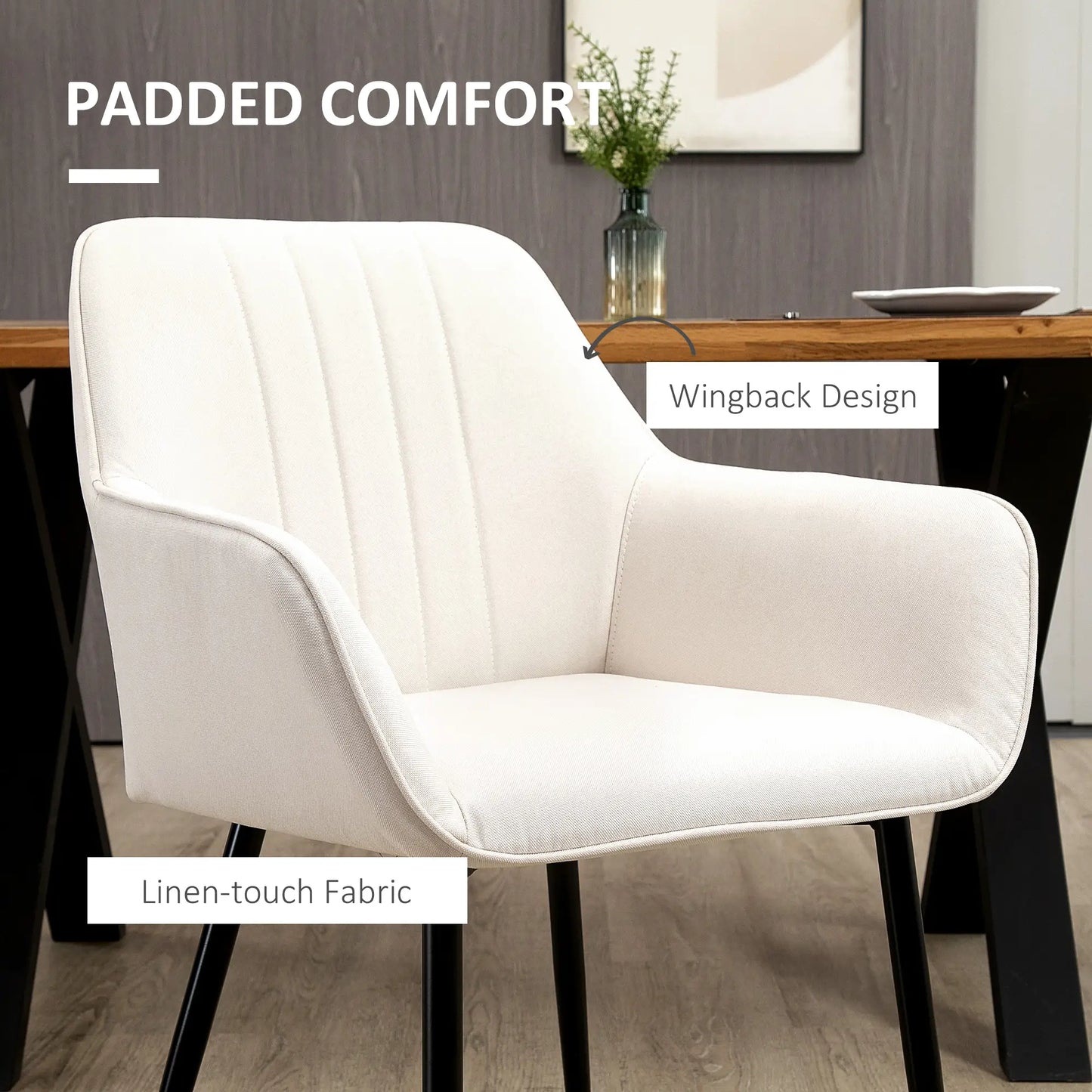 Dining Chairs Set of 2, Upholstered Linen Fabric, Beige Bar Stools at Gallery Canada