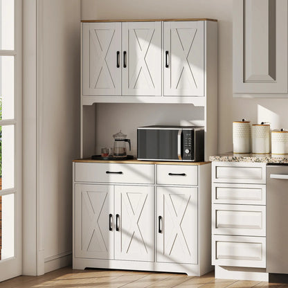 Tall Kitchen Pantry, 6 Doors, 2 Drawers, Adjustable Shelves, White Kitchen Pantry Cabinets at Gallery Canada