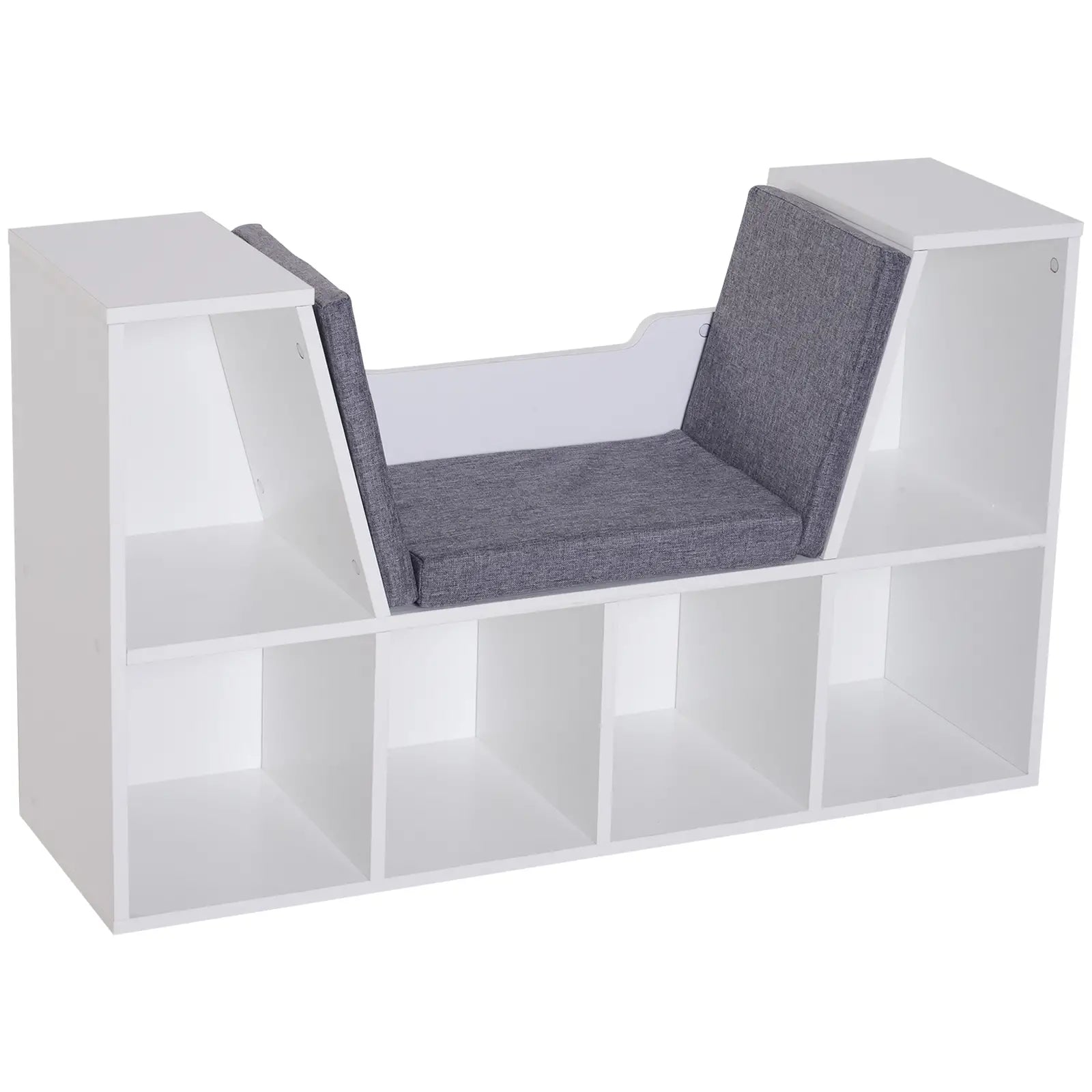 6-Cubby Bookcase with Seat Cushion, Cube Storage Shelf, Grey Small Bookshelves at Gallery Canada