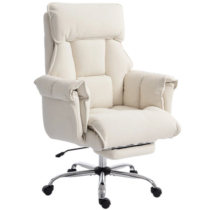 Desk Chair With Footrest, Adjustable Backrest, Cream White, Cream White Executive & Manager Chairs at Gallery Canada