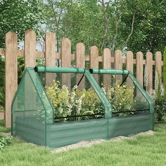 6' x 3' Metal Planter Box With Cover, Raised Garden Bed, Green And Dark Grey