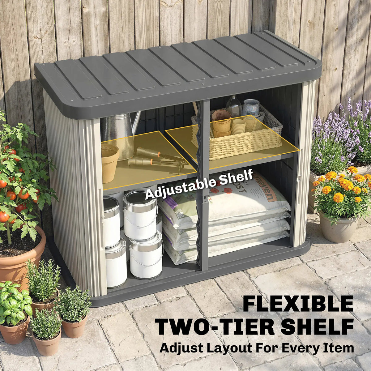 127 Gallon Outdoor Storage Cabinet, Grey Sheds at Gallery Canada