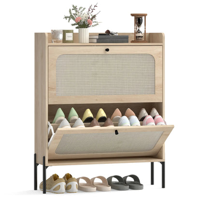 Shoe Cabinet With 2 Flip Drawers, Narrow Storage, Oak Shoe Storage Cabinets & Racks at Gallery Canada