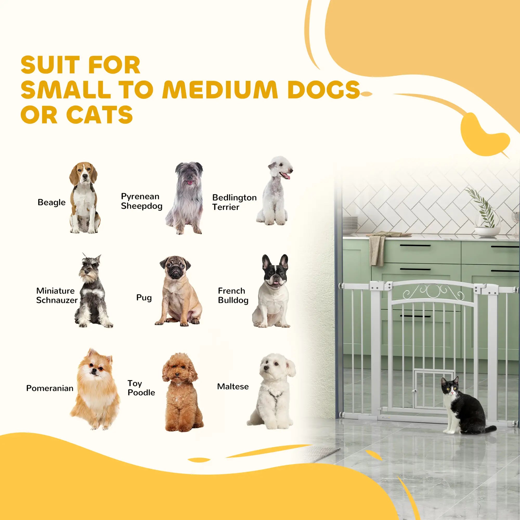 Walk Through Dog Gate, Small Pet Door, Auto Close, 30