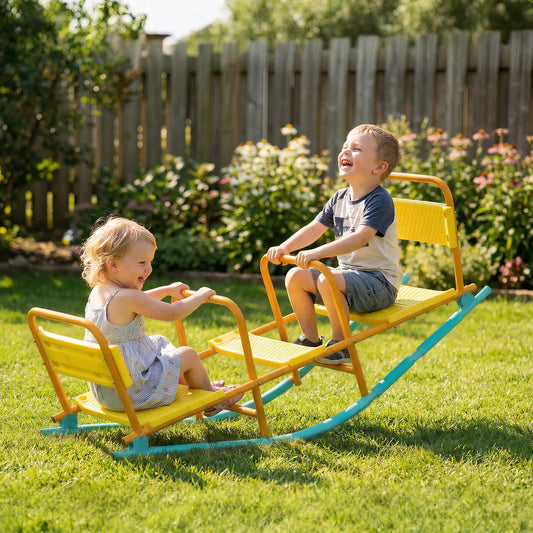 Metal Seesaw For Kids, 2 In 1 Rocking Teeter Totter, Playground Equipment Gym Sets & Swings Blue, Yellow at Gallery Canada