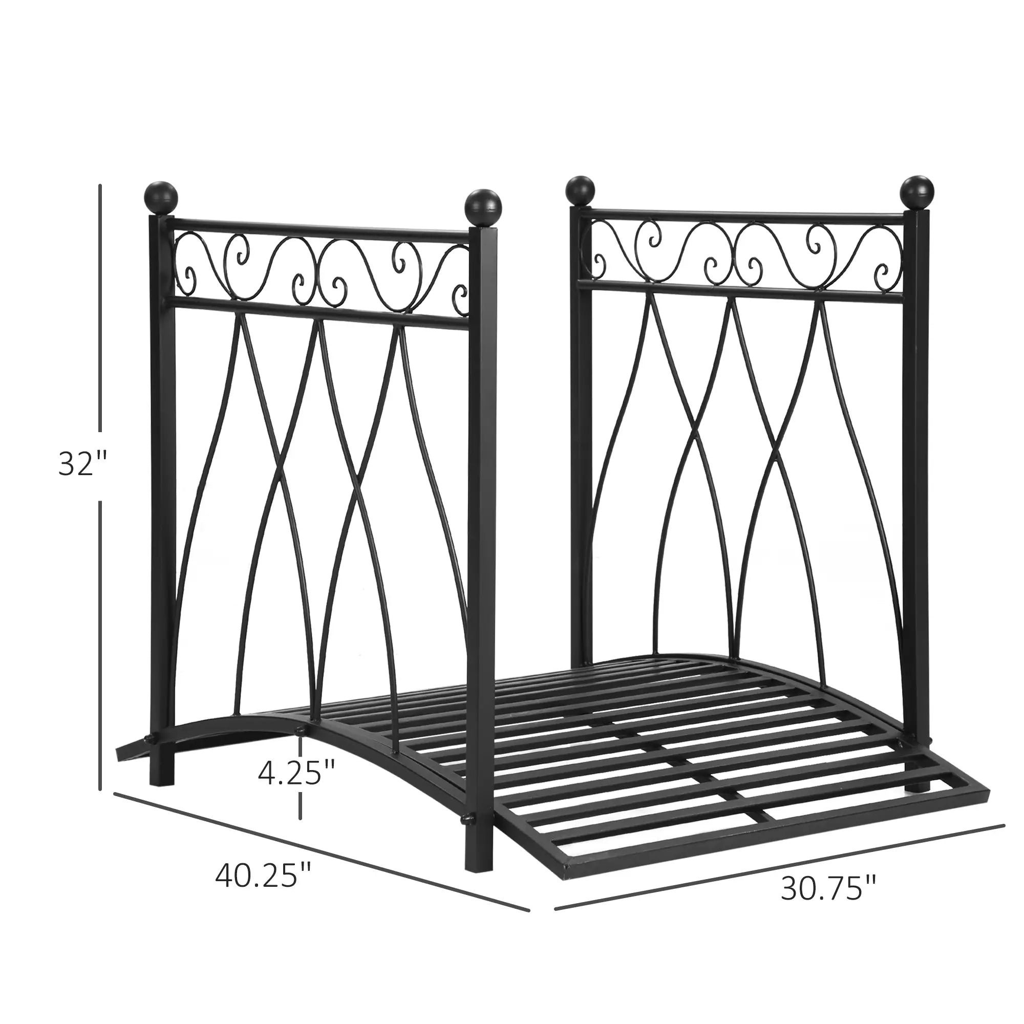 3.3FT Garden Bridge with Railings, Arc Footbridge, Black Garden Bridges at Gallery Canada