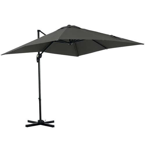 8' x 8' Square Patio Umbrella, 360° Rotation, Aluminum Cantilever, Grey