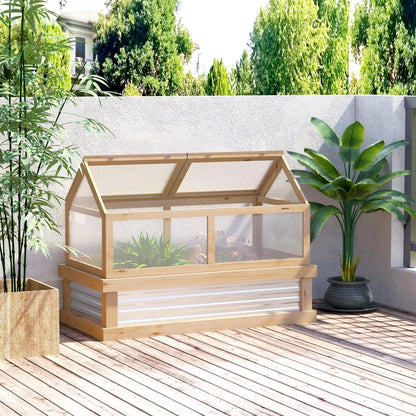 Raised Garden Bed Kit, Greenhouse Wooden Planter, 48" x 24" x 32", Natural Cold Frame Greenhouses at Gallery Canada