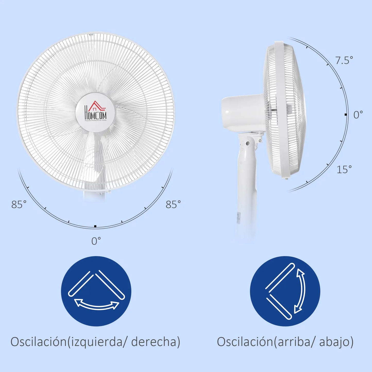 Standing Floor Fan with Remote, Tall Pedestal Fan, White Stand Fans at Gallery Canada