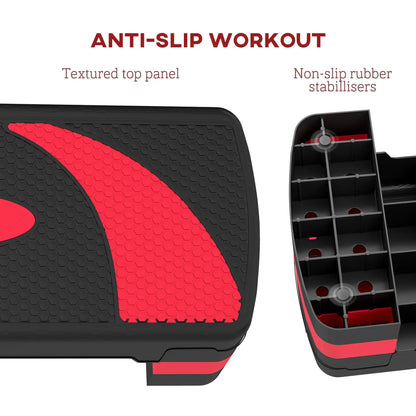 Adjustable Aerobic Stepper, Exercise Step Platform, 4"-6"-8", Red Aerobic Equipment at Gallery Canada
