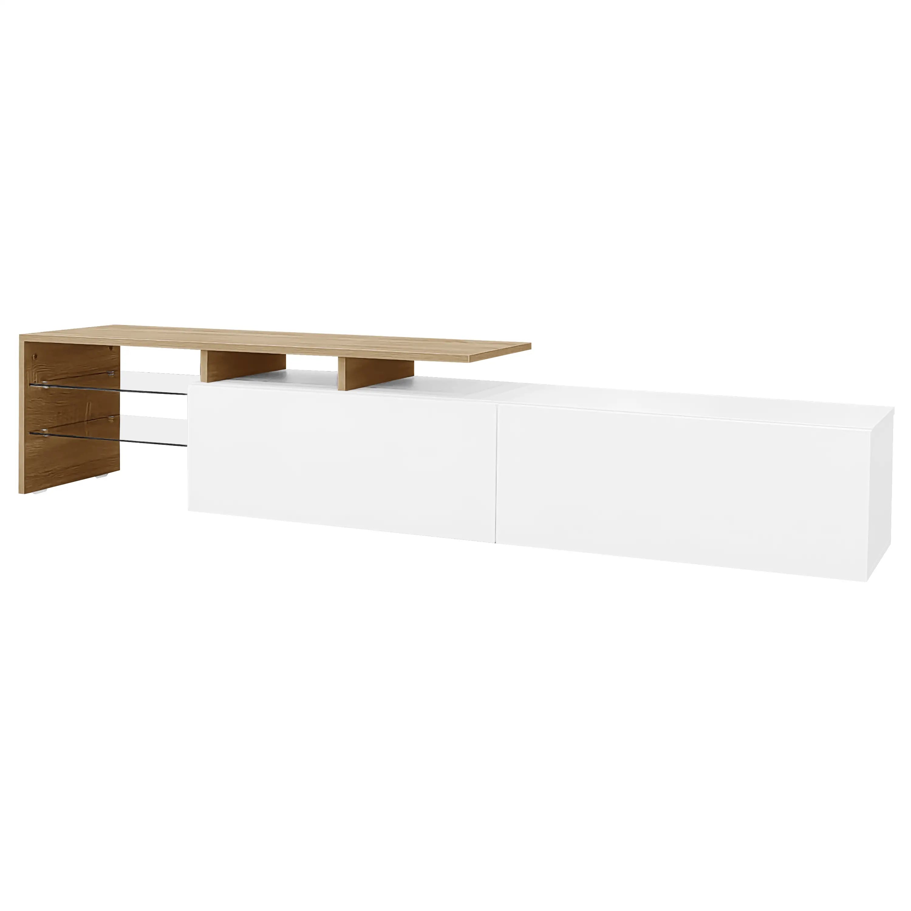 TV Stand With Glass Shelves, LED Lighting, 67