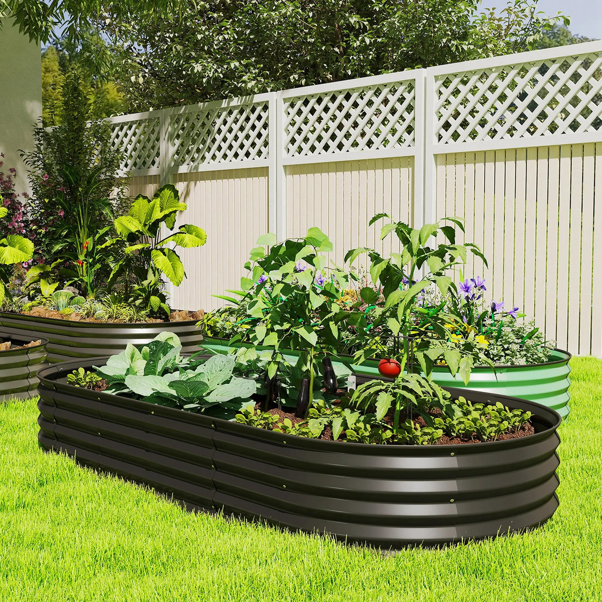 Large Outdoor Planter Box, 7' x 3' x 1', Galvanized Raised Garden Bed, Black Galvanized Planter Boxes at Gallery Canada