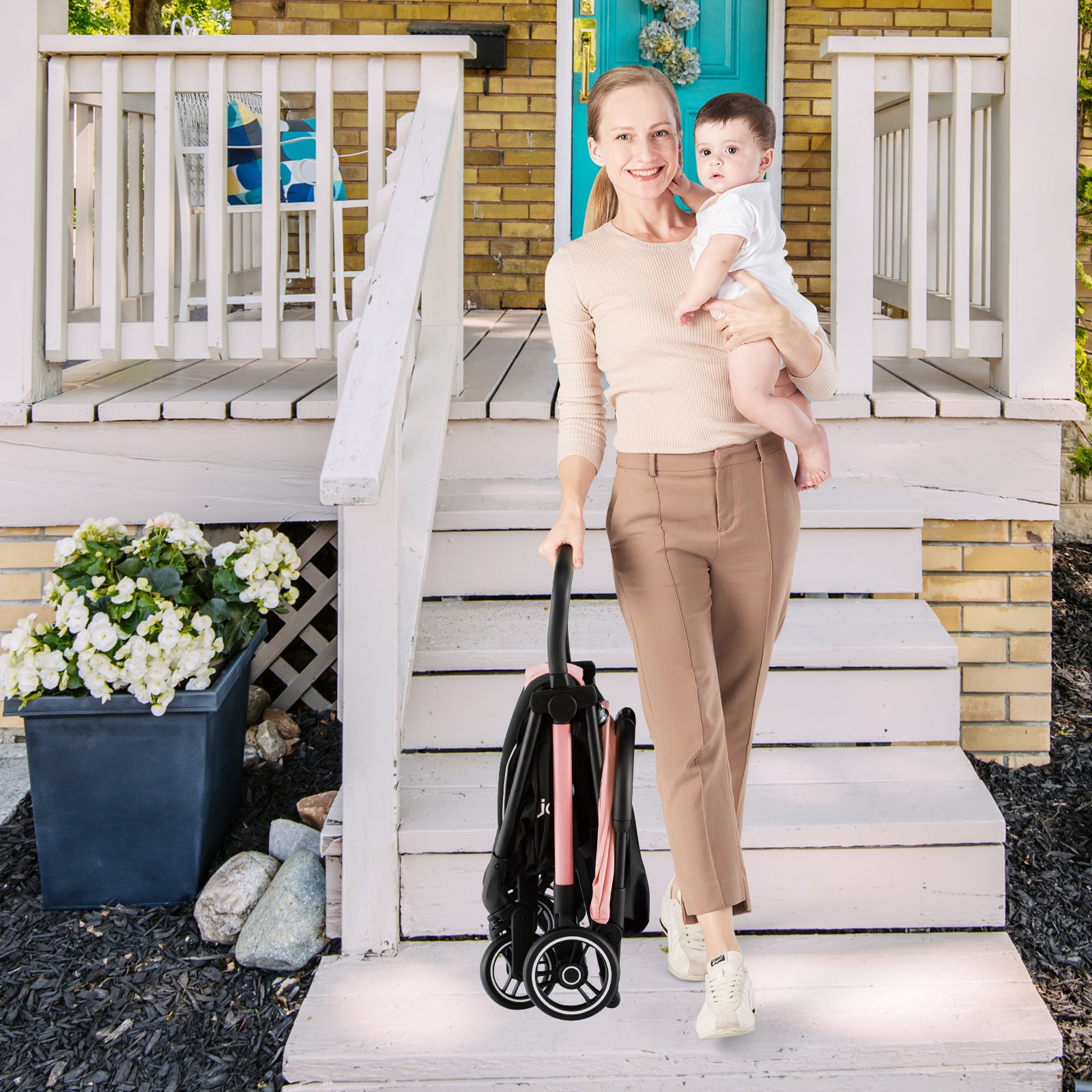 Portable Lightweight Stroller, Aluminum Frame, Pink Baby Strollers at Gallery Canada