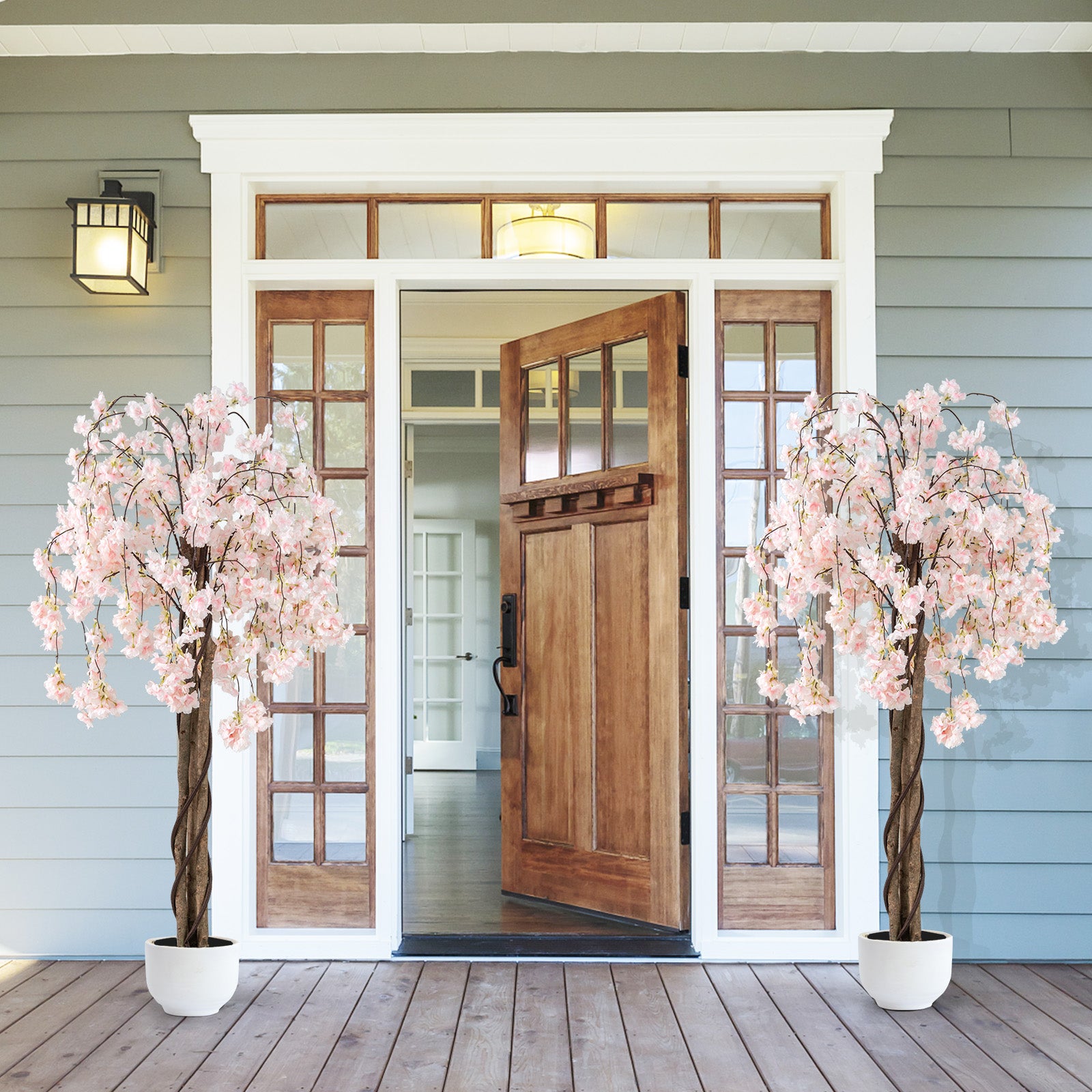 5.5 FT Artificial Cherry Blossom Tree, Pink White Flowers, 2 Pack, White Faux Plants at Gallery Canada