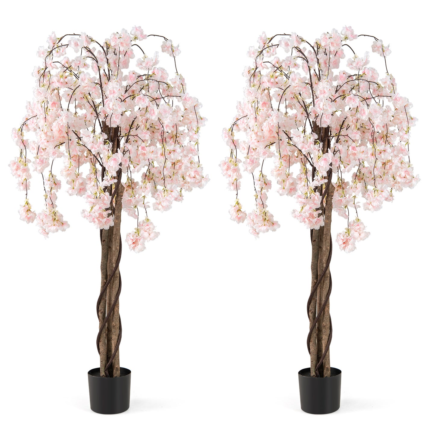 5.5 FT Artificial Cherry Blossom Tree, Pink White Flowers, 2 Pack, White Faux Plants White at Gallery Canada