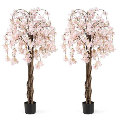 5.5 FT Artificial Cherry Blossom Tree, Pink White Flowers, 2 Pack, White Faux Plants White at Gallery Canada