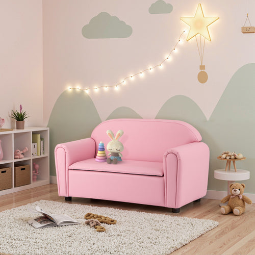 Kids Sofa Armrest Chair With Storage, Pink