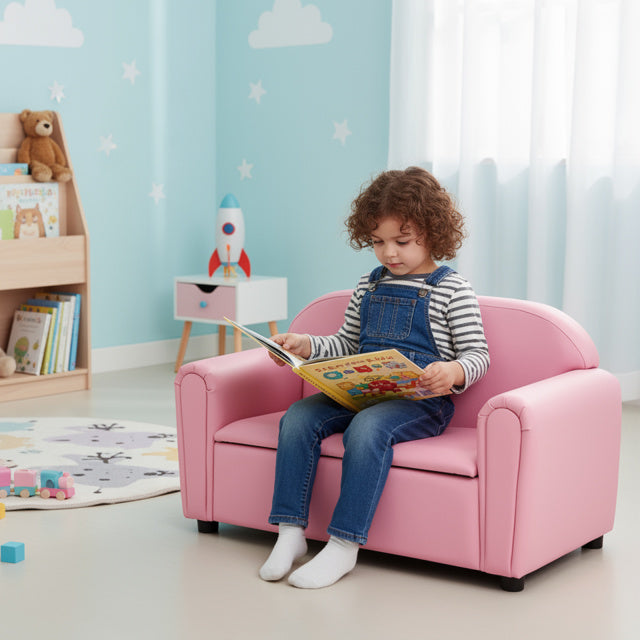 Kids Sofa Armrest Chair With Storage, Pink Kids Chairs & Seating at Gallery Canada
