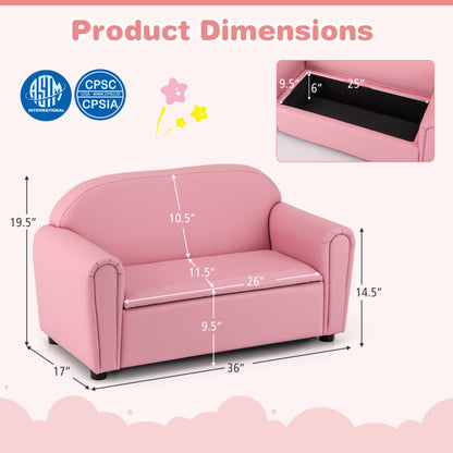 Kids Sofa Armrest Chair With Storage, Pink Kids Chairs & Seating at Gallery Canada