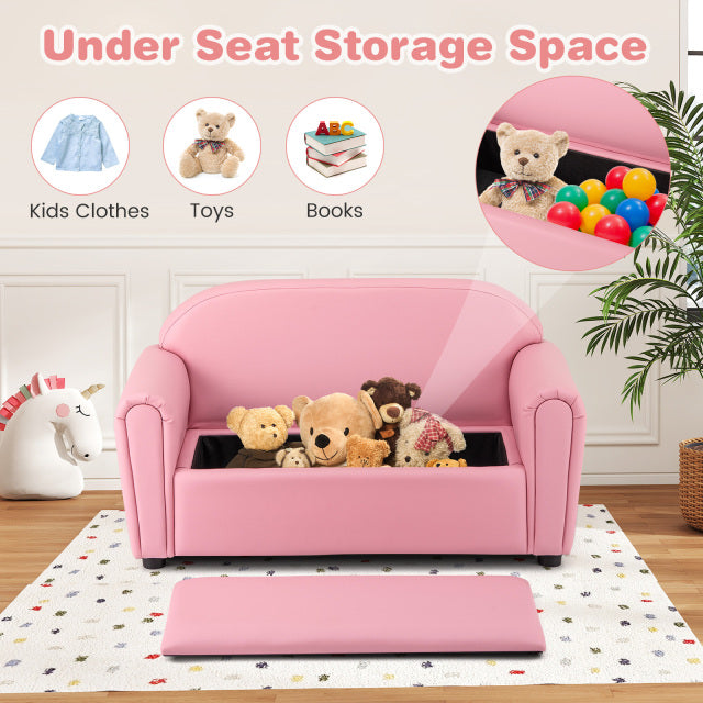 Kids Sofa Armrest Chair With Storage, Pink Kids Chairs & Seating at Gallery Canada