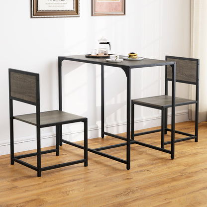 Compact Dining Set, 3 Pieces, Oak, Metal Frame, Small Space Kitchen & Dining at Gallery Canada