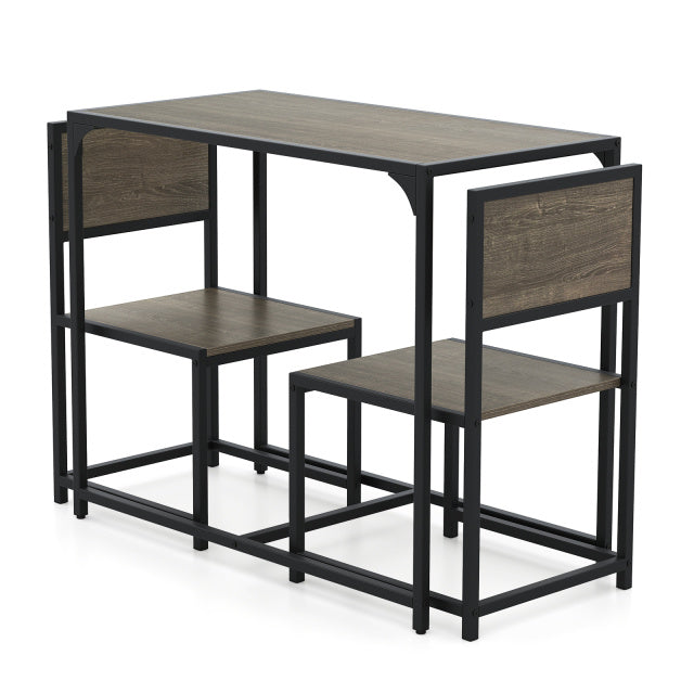 Compact Dining Set, 3 Pieces, Oak, Metal Frame, Small Space Kitchen & Dining at Gallery Canada