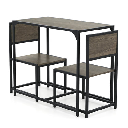 Compact Dining Set, 3 Pieces, Oak, Metal Frame, Small Space Kitchen & Dining at Gallery Canada