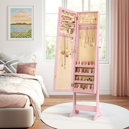 Mirrored Standing Jewelry Cabinet Storage Box, Pink Jewelry Armoires at Gallery Canada