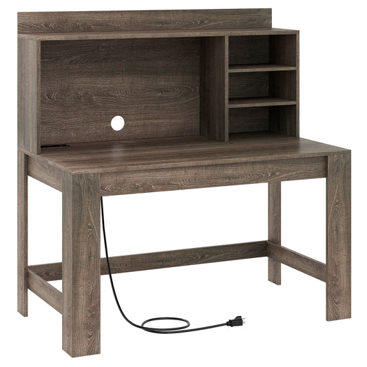 Modern Computer Desk With Hutch, Storage Shelves, Oak Computer Desks Oak at Gallery Canada