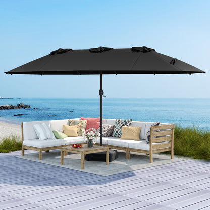 15 Feet Double-Sided Twin Patio Umbrella, Black Outdoor Umbrellas at Gallery Canada