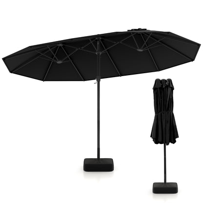 15 Feet Double-Sided Twin Patio Umbrella, Black Outdoor Umbrellas at Gallery Canada