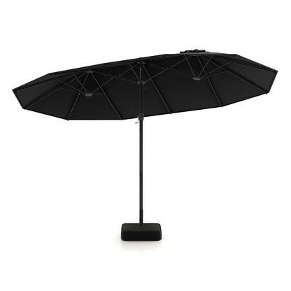 15 Feet Double-Sided Twin Patio Umbrella, Black Outdoor Umbrellas at Gallery Canada
