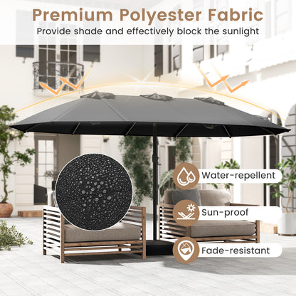 15 Feet Double-Sided Twin Patio Umbrella, Black Outdoor Umbrellas at Gallery Canada