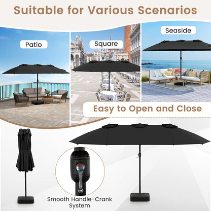 15 Feet Double-Sided Twin Patio Umbrella, Black Outdoor Umbrellas at Gallery Canada