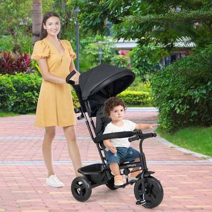 4-In-1 Baby Trike With Removable Canopy, Adjustable Push Handle, Gray Baby Strollers at Gallery Canada