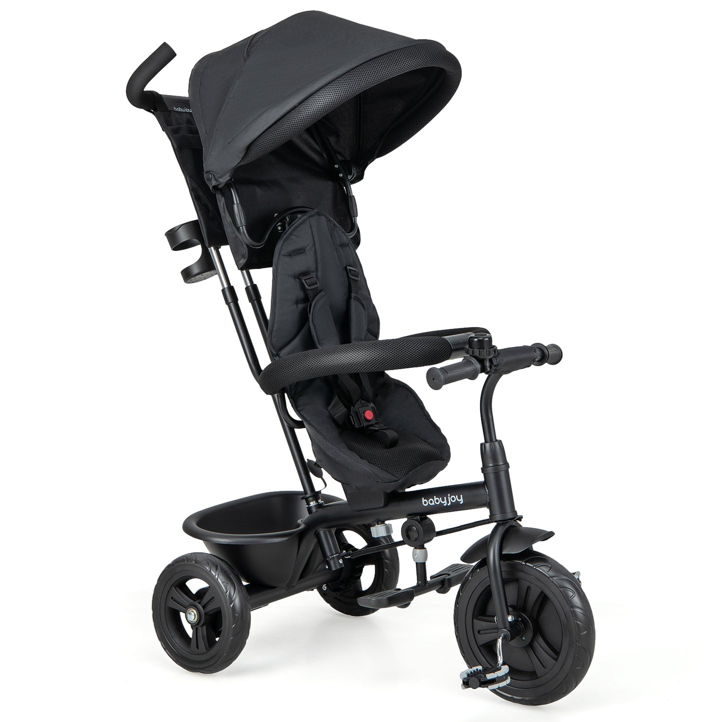 4-In-1 Baby Trike With Removable Canopy, Adjustable Push Handle, Gray Baby Strollers at Gallery Canada
