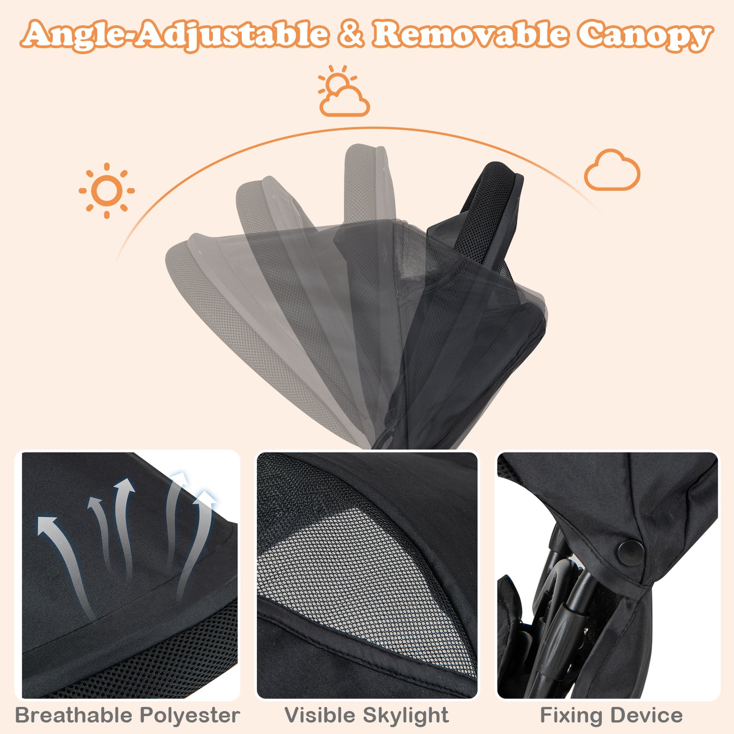 4-In-1 Baby Trike With Removable Canopy, Adjustable Push Handle, Gray Baby Strollers at Gallery Canada