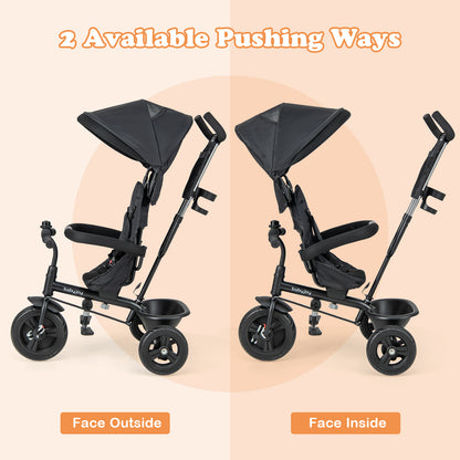 4-In-1 Baby Trike With Removable Canopy, Adjustable Push Handle, Gray Baby Strollers at Gallery Canada