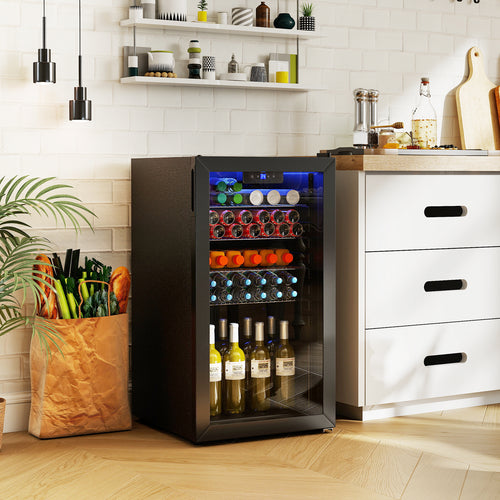 Beverage Refrigerator Cooler, Glass Door, Black