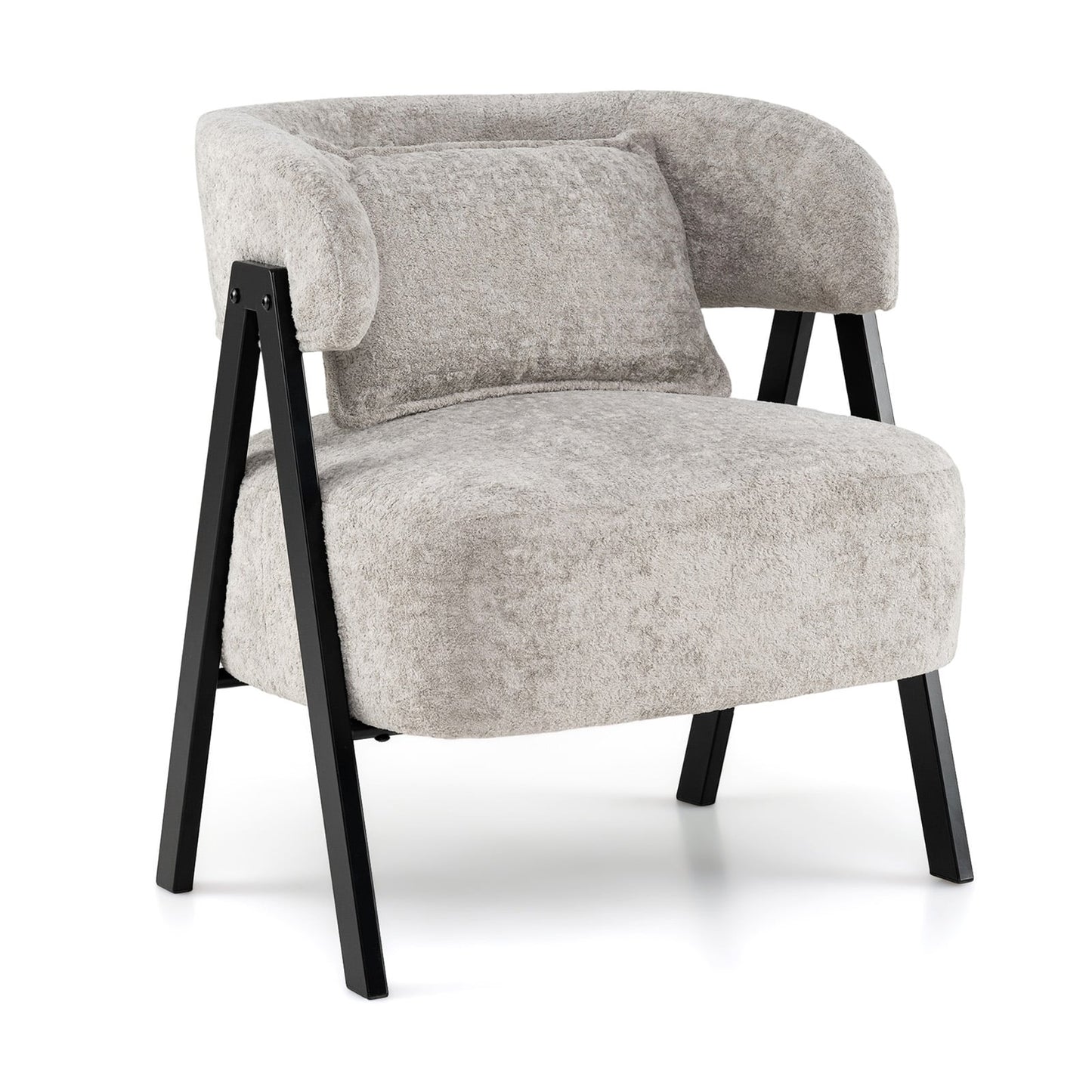 Faux Rabbit Fur Barrel Accent Chair, Gray Accent Chairs Gray at Gallery Canada