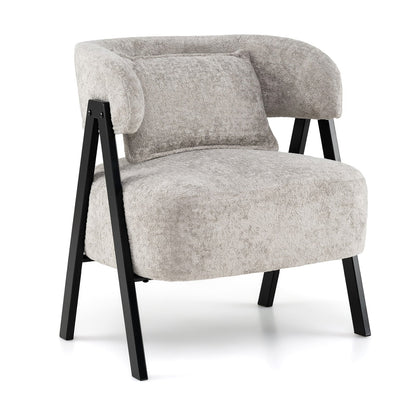 Faux Rabbit Fur Barrel Accent Chair, Gray Accent Chairs Gray at Gallery Canada