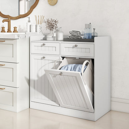 Double Tilt-Out Laundry Hamper Cabinet, 2 Drawers, Removable Bags, White Laundry Baskets at Gallery Canada