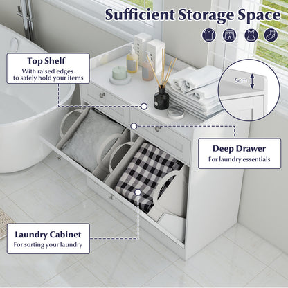 Double Tilt-Out Laundry Hamper Cabinet, 2 Drawers, Removable Bags, White Laundry Baskets at Gallery Canada