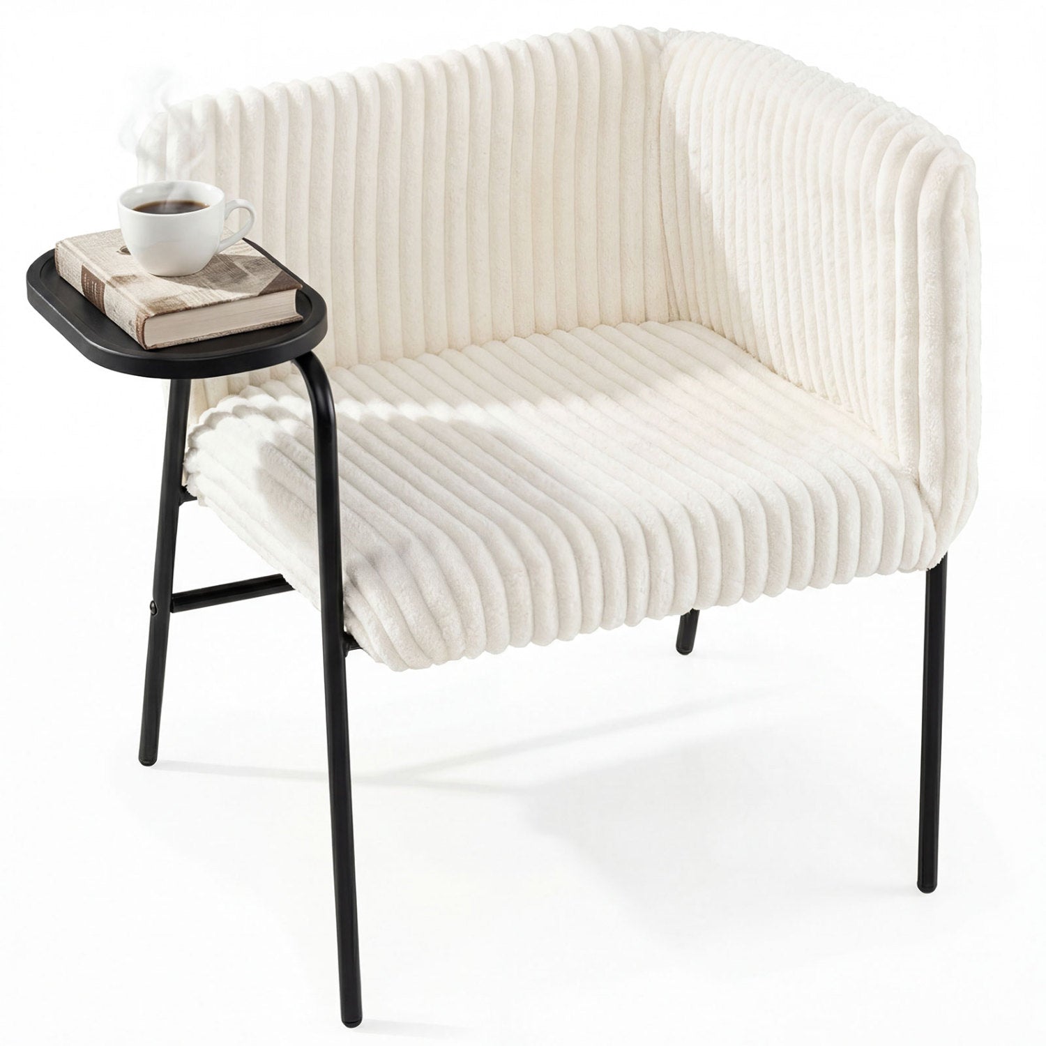Accent Chair with Tray Table, Metal Frame, Beige Accent Chairs Beige at Gallery Canada