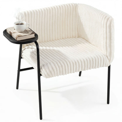 Accent Chair with Tray Table, Metal Frame, Beige Accent Chairs Beige at Gallery Canada