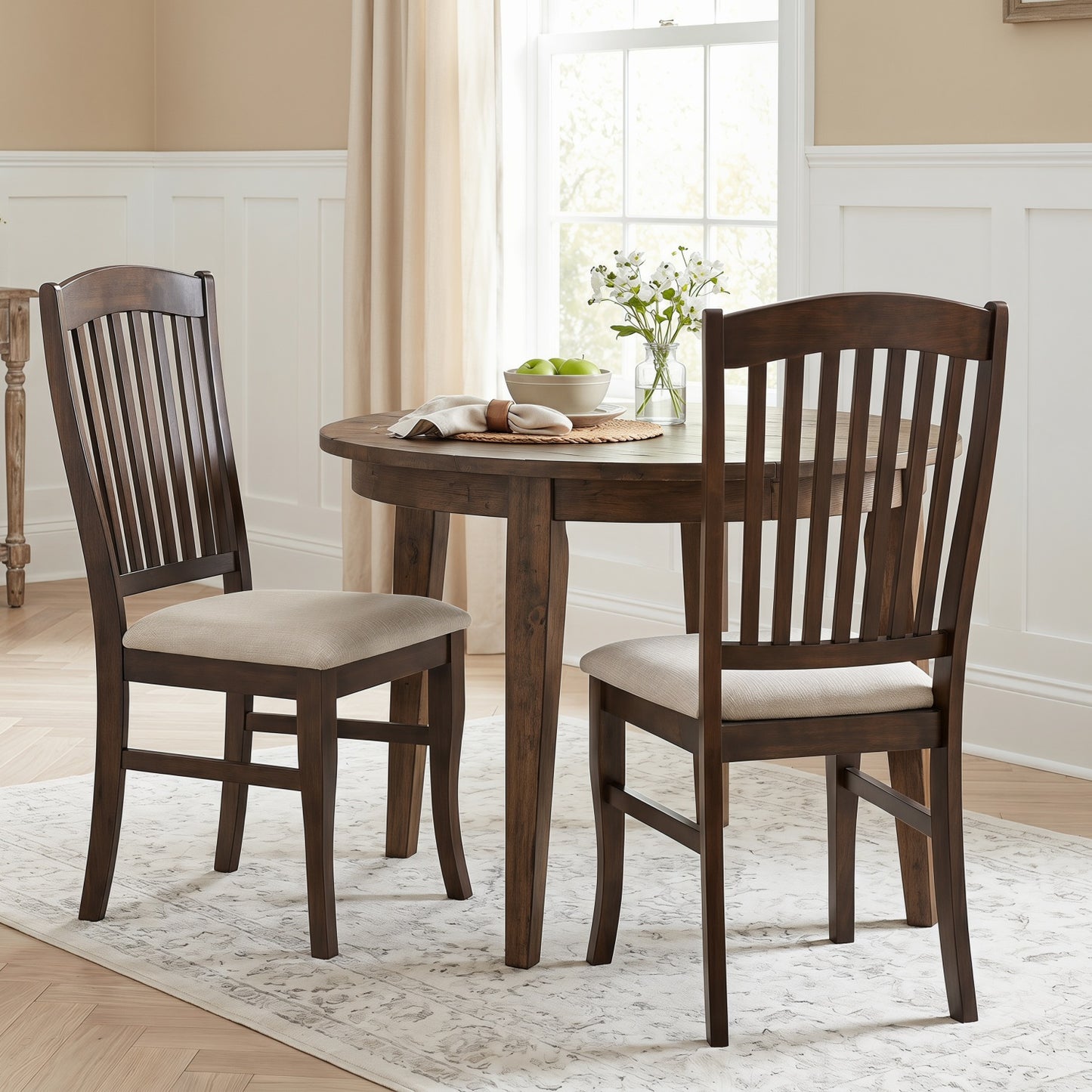 Set of 2 Mid-Century Dining Chairs, Brown & White Dining Chairs at Gallery Canada