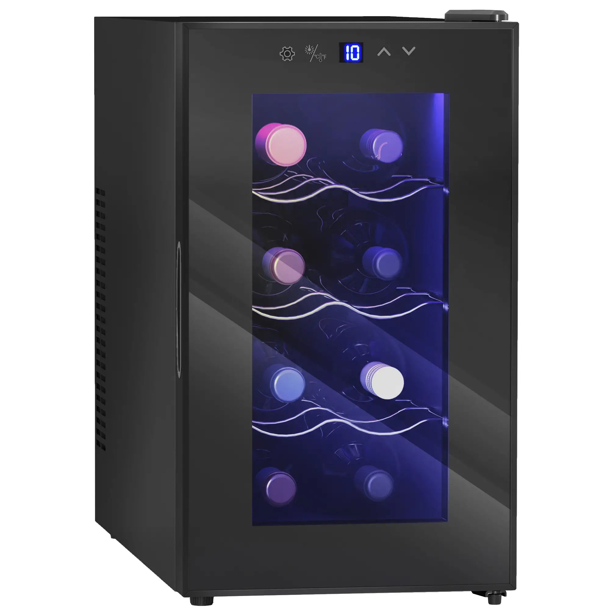 8 Bottle Wine Cooler, Glass Door, Temperature Control, Champagne Wine Racks at Gallery Canada