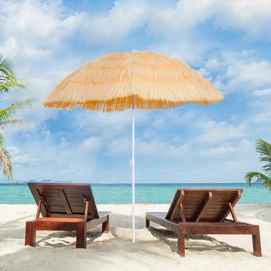 6FT Tilt Beach Umbrella, Adjustable Sunshade for Patio, Wheat Beach Umbrellas Wheat at Gallery Canada
